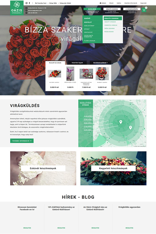 Oázis virágbolt webáruház készítés